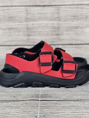 Birkenstock Mogami Birko-Flor RED Black Buckle Kid's Sandals NWOB